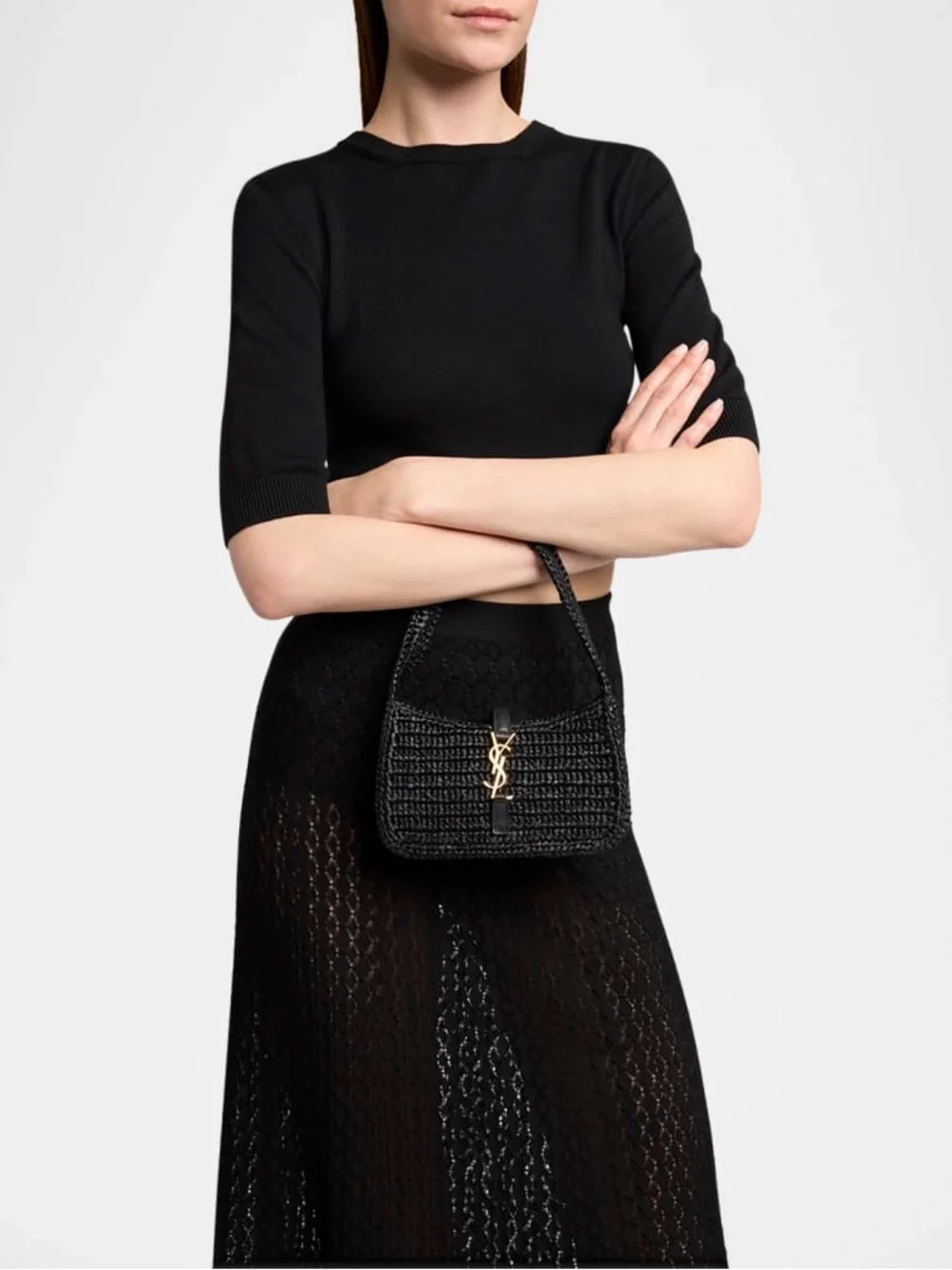 Saint Laurent YSL Le 5 A 7 Mini Raffia Shoulder Bag! - Picture 3 of 8